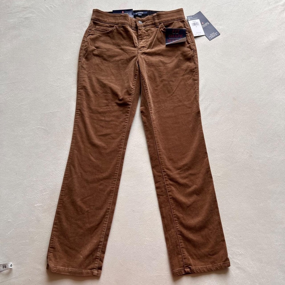 NWT Chaps Tan Brown Corduroy Pants Women Size 4 Fall Autumn Cottage 90s